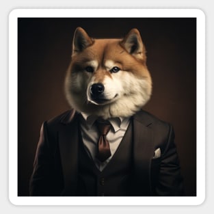 Akita Dog in Suit Magnet